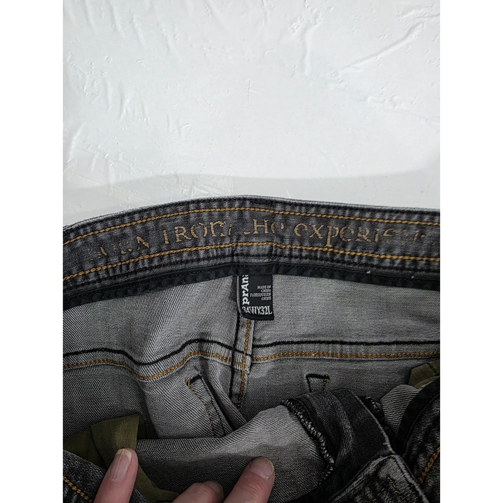 Prana Jeans Mens 34x32 Gray Bridger Straight Leg Washed Organic Cotton Outdoors - Picture 10 of 12